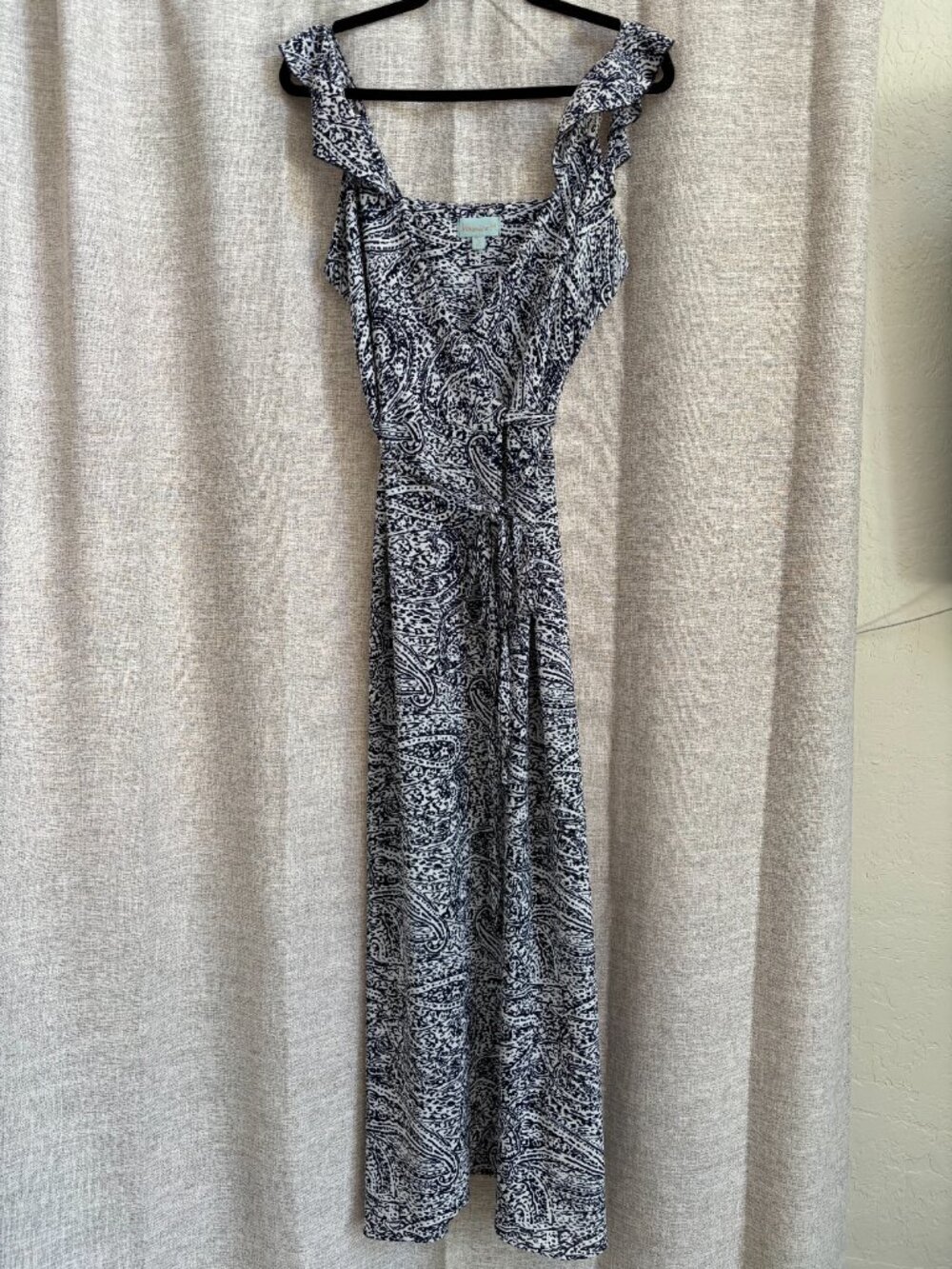 Veronica M Printed Midi Dress Short Sleeve Size XS